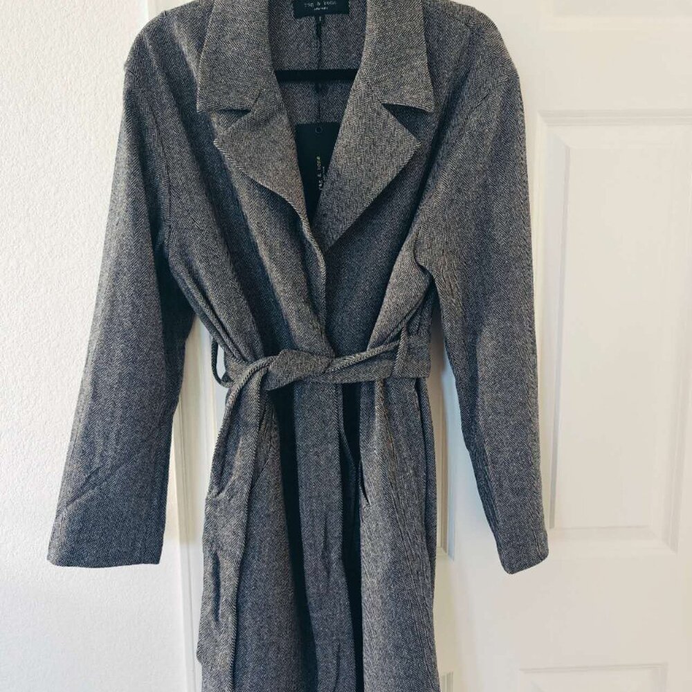 NWT rag & bone ​Sven Herringbone Belted Wool Coat - Picture 8 of 8